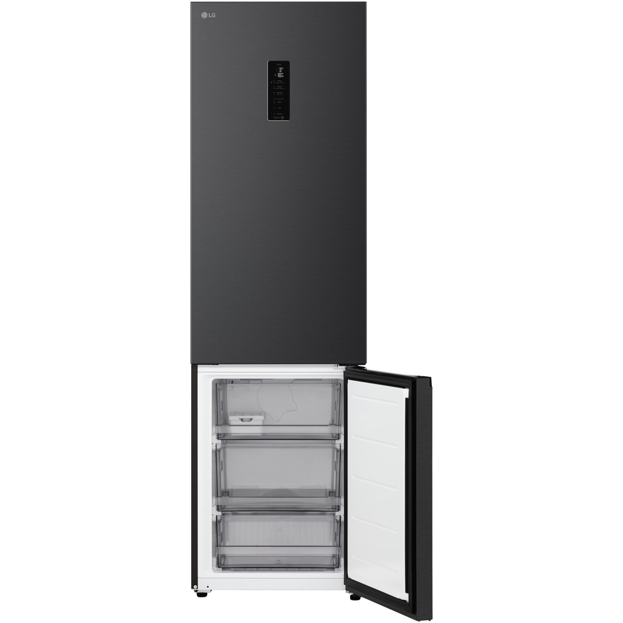 Combina Frigorifica LG, GBB525, No Frost, 375 L, Display extern, Wi-Fi, Compresor Smart Inverter, Fresh Converter+, Negru, cls C