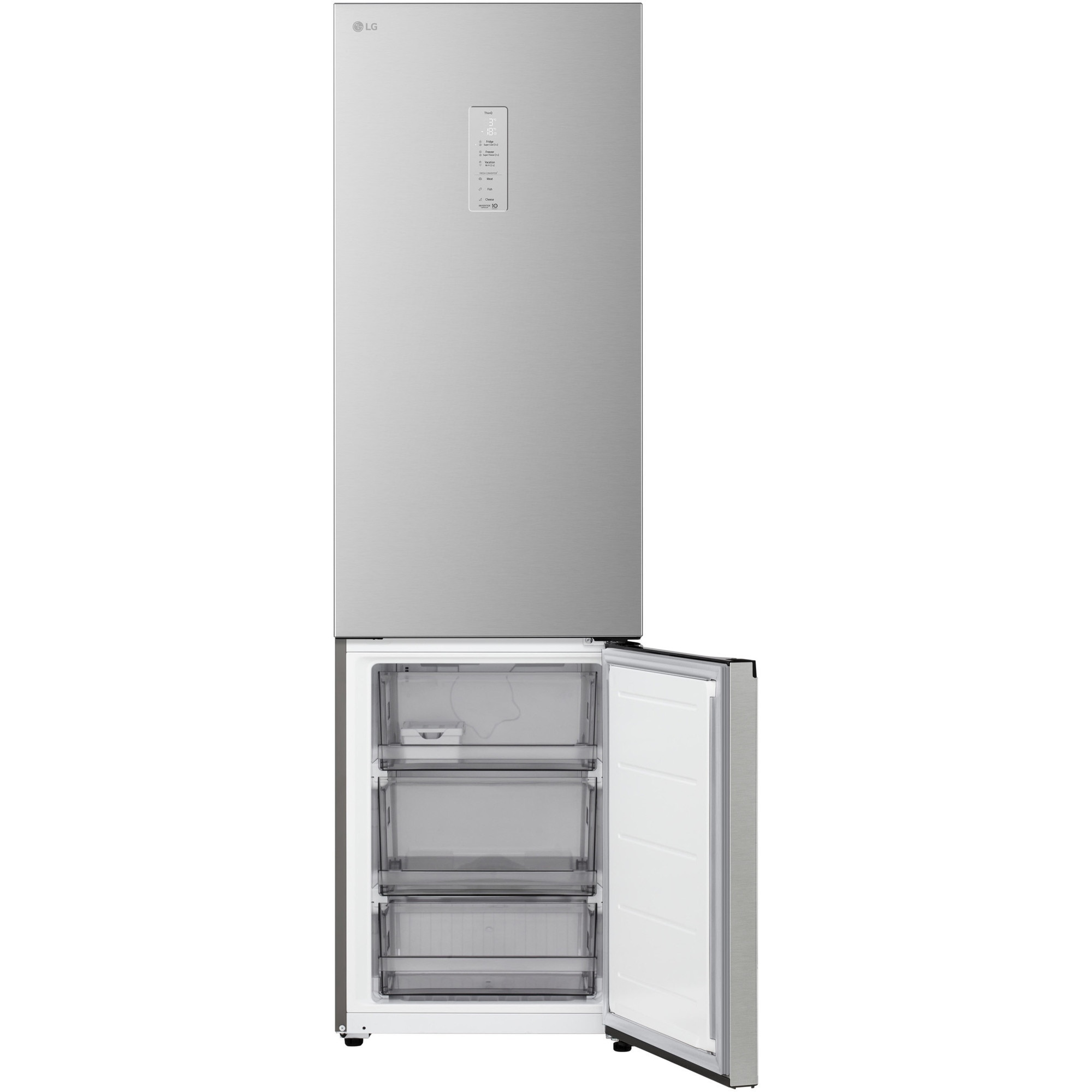 Combina Frigorifica LG,GBB525CPY, No Frost, 375 L, Wi-Fi, Compresor Smart Inverter, Display extern, Fresh Converter+ Argintiu, Cls C