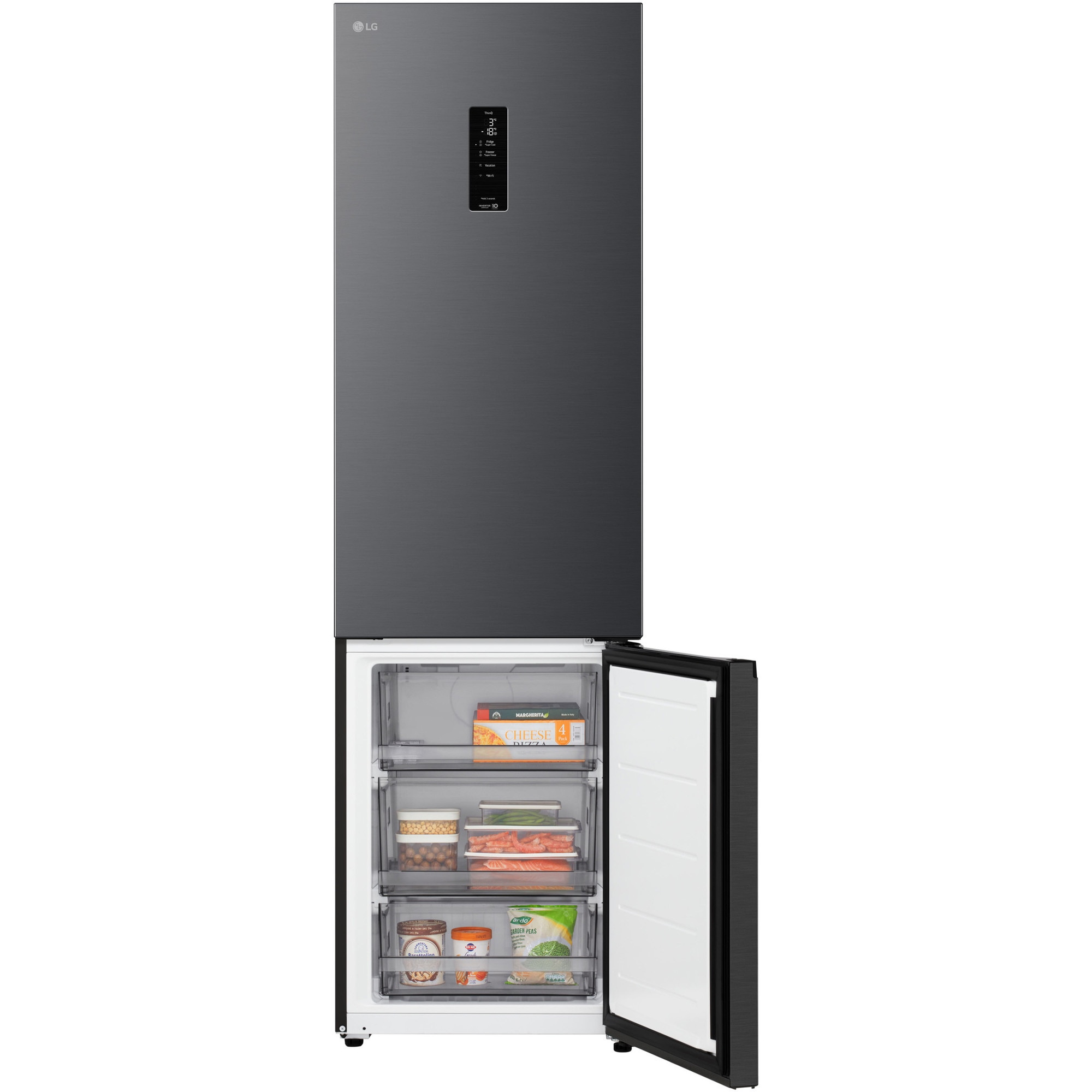 Combina Frigorifica LG, GBBSJ21DEP, No Frost, 375 L, Compresor Smart Inverter, Wi-Fi, DoorCooling, Negru, cls D