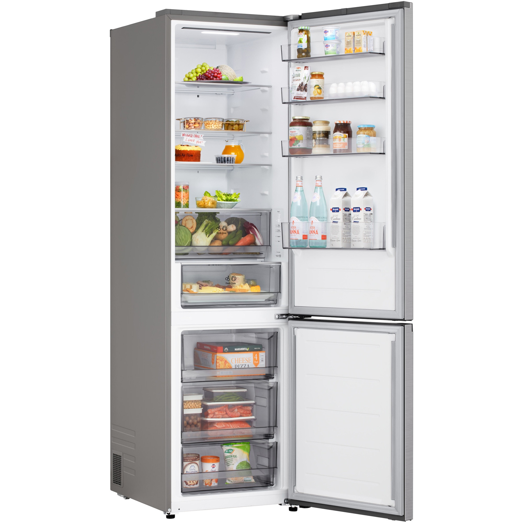 Combina Frigorifica LG, GBBSJ20EPY, No Frost, 375 L, Compresor Smart Inverter, DoorCooling+™, Wi-Fi, Argintiu, cls E