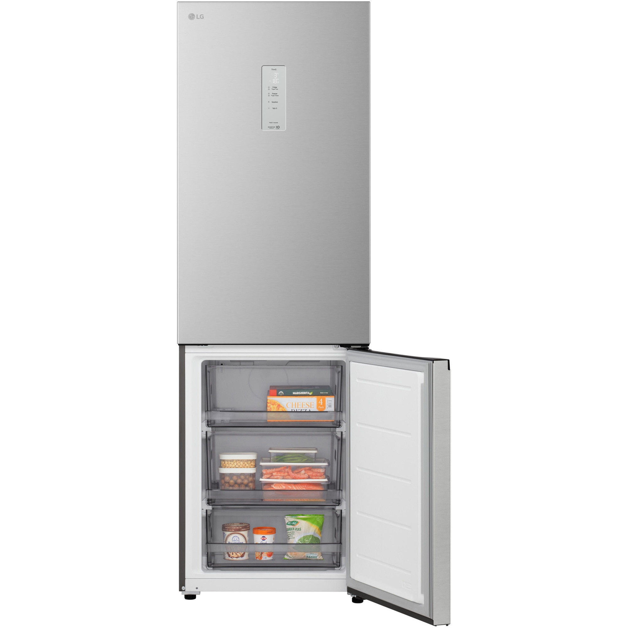 Combina Frigorifica LG, GBBSJ11EPY,No Frost, 333 L, Compresor Smart Inverter, DoorCooling+™, Wi-Fi, Display extern, Cls E, Argintiu