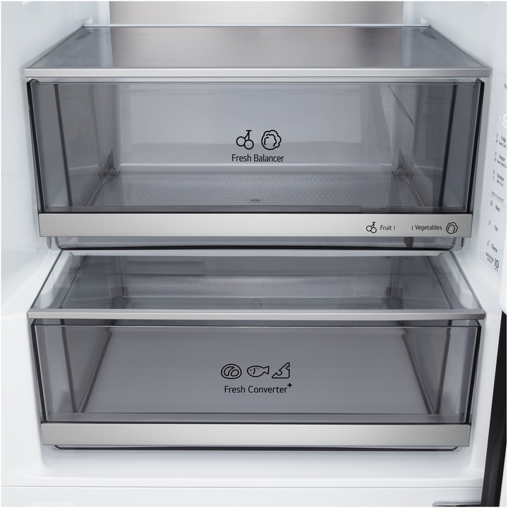 Combina frigorifica LG GBBS726AEV, Clasa A, No Frost, 375 Litri, H 200 cm, Negru