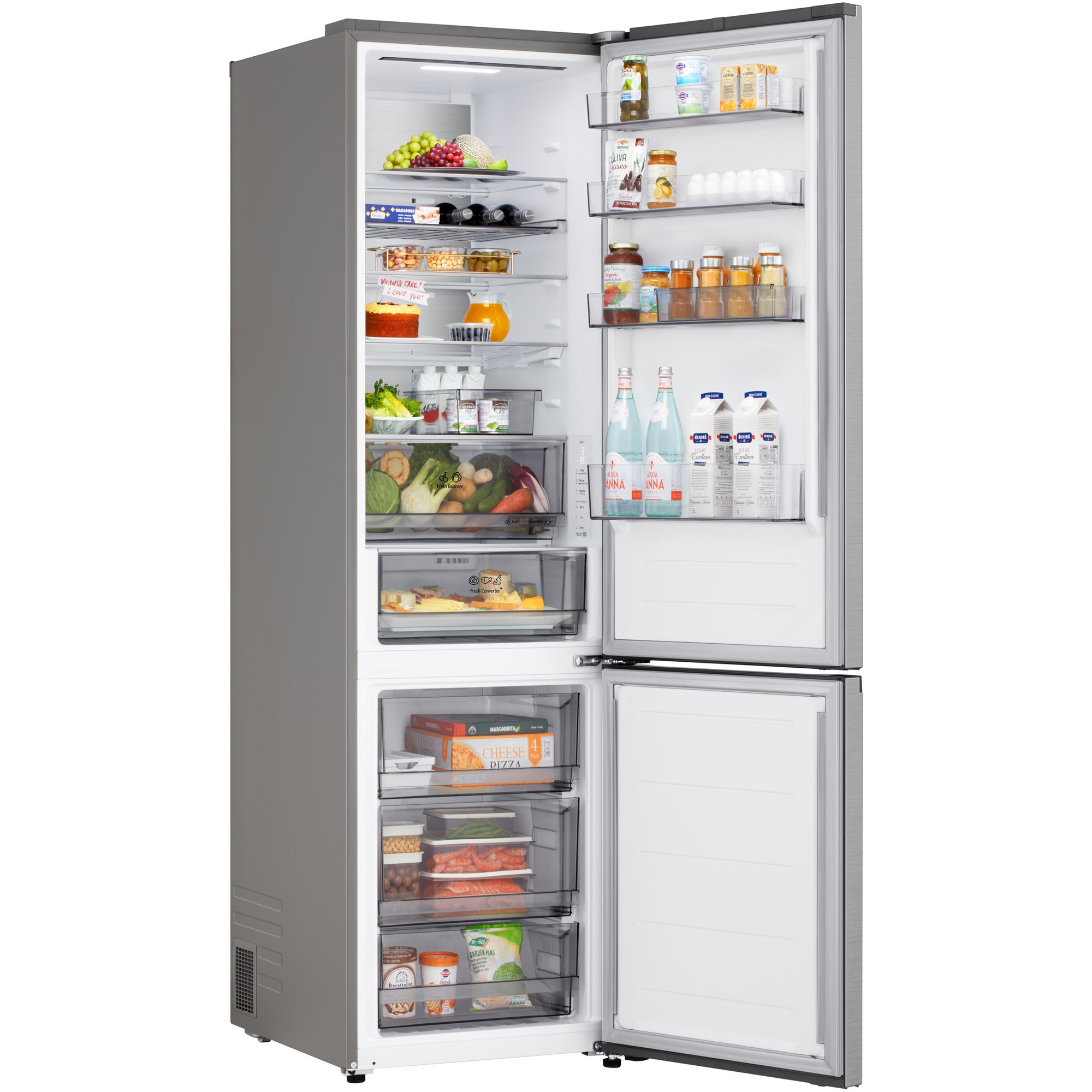 Combina Frigorifica LG, GBBS524CPY, No Frost, 375 L, Wi-Fi, Compresor Smart Inverter, Fresh Converter, cls C, Argintiu