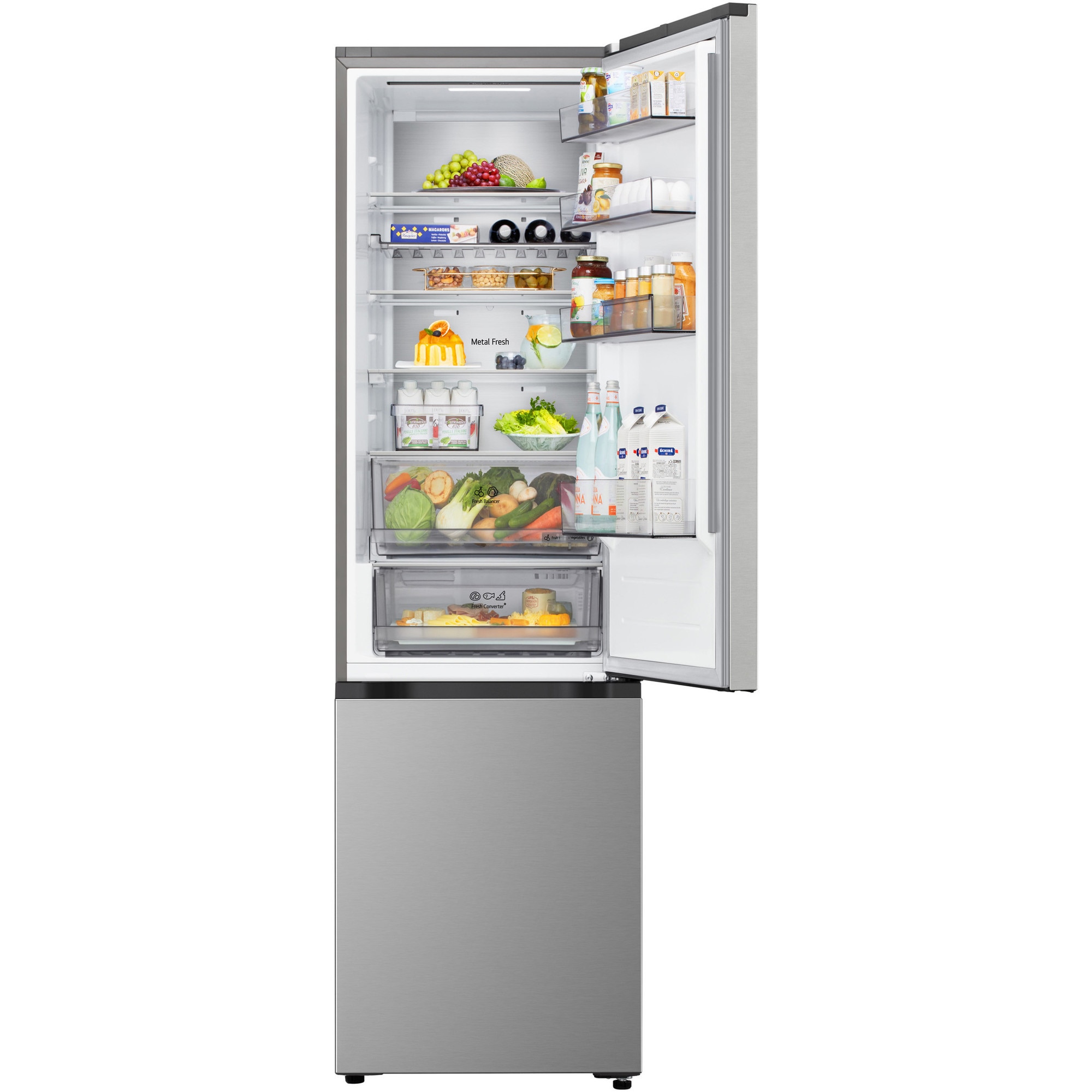 Combina Frigorifica LG, GBBS524CPY, No Frost, 375 L, Wi-Fi, Compresor Smart Inverter, Fresh Converter, cls C, Argintiu