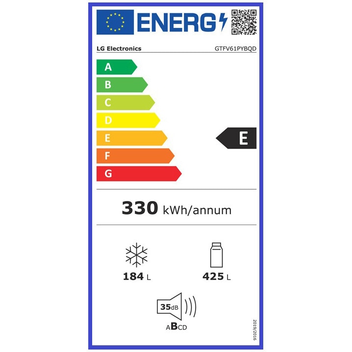 Frigider cu doua usi GTFV61PYBQD,609 l,No Frost, Compresor Smart Inverter, WI-FI,Dozator apa, H 184 cm, Cls E, Argintiu