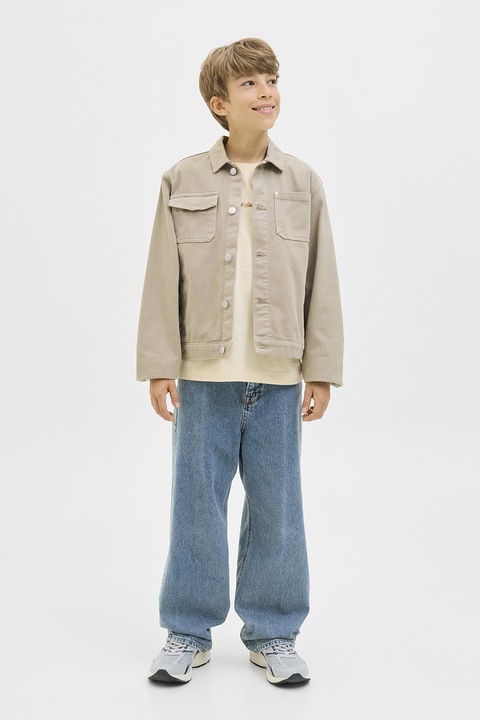 Jack & Jones, Bő fazonú pamutpóló hímzéssel, Halvány narancssárga