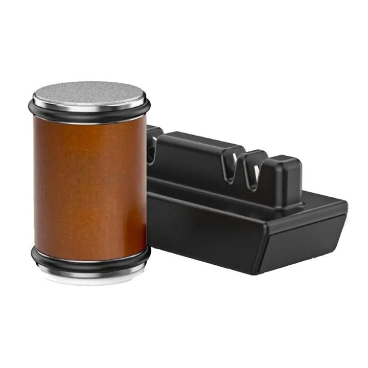 Professzionális gurulós késélező 5 az 1-ben, AjieQaQ, gyémántkő 2 szemcsével, mágneses tartó 15°/20°, multifunkcionális, késekhez és kerámia pengékhez, fa hatású szín