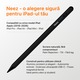 Stylus Pen Neez Pencil®️, pentru tableta iPad Apple 2018-2026, Alternativa Apple Pencil, Pen iPad, Pix cu Palm Rejection, Tilt, Magnetic, Fast Charge USB-C, Autonomie 12 ore, Fara Lag, Penite Anti-Zgarieturi, Aluminiu, Negru