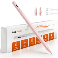 Stylus Pen Neez Pencil®️ pentru iPad 2018-2026, Alternativa Apple Pencil, Pen iPad, Pix Tableta Capacitiv, Palm Rejection, Tilt, Fara Lag, Fast Charge USB-C, Magnetic, Aluminiu, Autonomie 12h, Stilou Profesional, Penite Anti-Zgariere, Roz