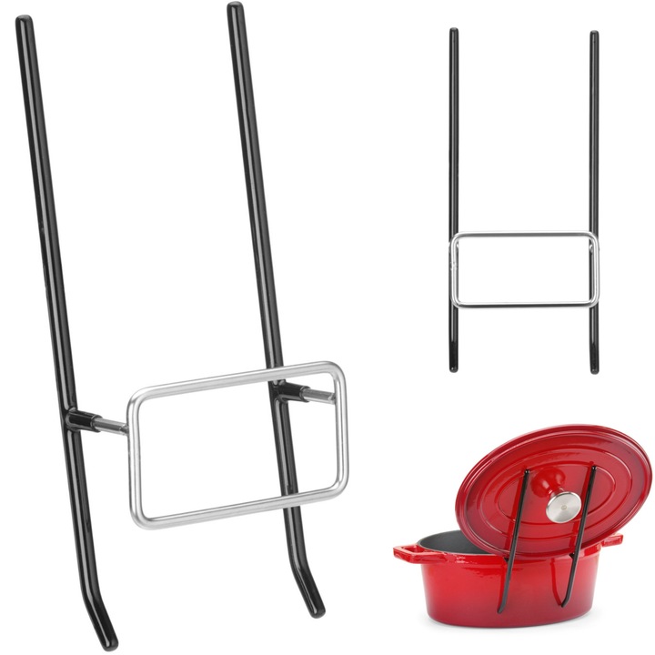 Urmatorul set de suporturi pentru capac, Hendi, din otel inoxidabil, 224x52x105mm, 2 bucati