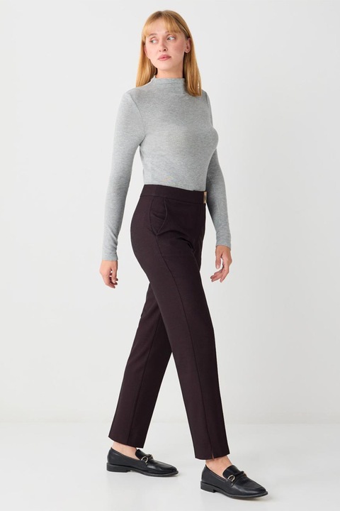 JIMMY KEY, Pantaloni conici cu talie inalta si pliuri, Violet