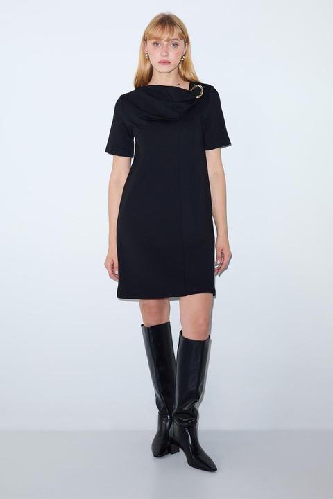 JIMMY KEY, Rochie dreapta cu detaliu inel, Negru