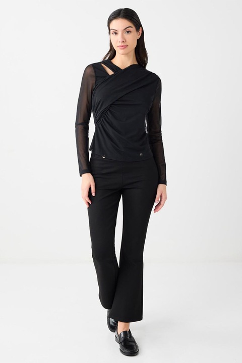 JIMMY KEY, Bluza drapata cu maneci semitransparente, Negru