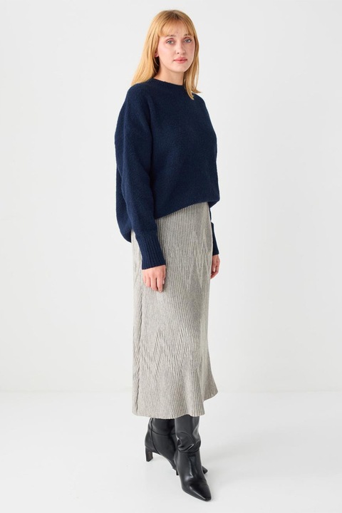 JIMMY KEY, Fusta texturata cu talie medie, Grej