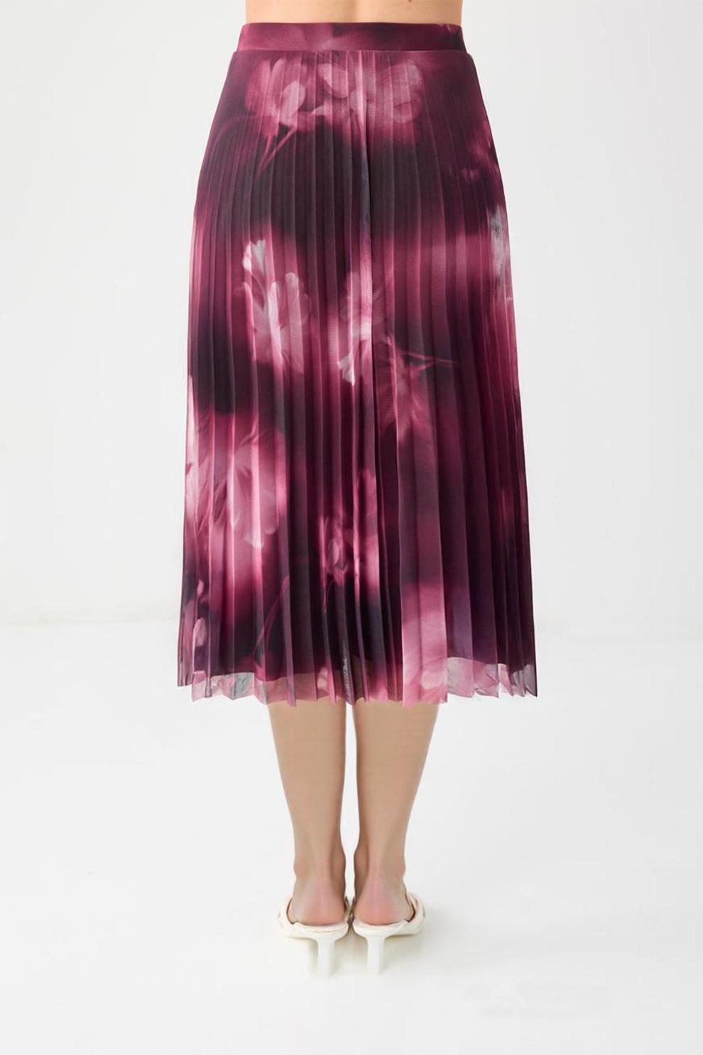 JIMMY KEY, Fusta plisata midi cu model, Violet, Roz, XL - eMAG.ro