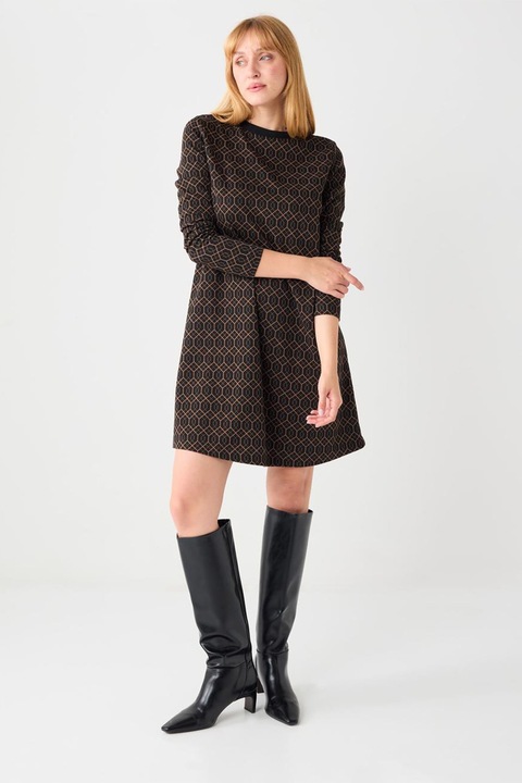 JIMMY KEY, Rochie scurta dreapta, Negru/Maro