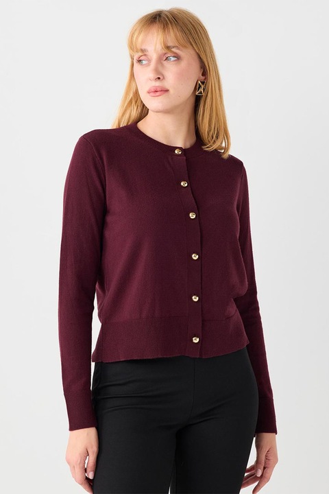 JIMMY KEY, Cardigan cu decolteu la baza gatului, Visiniu