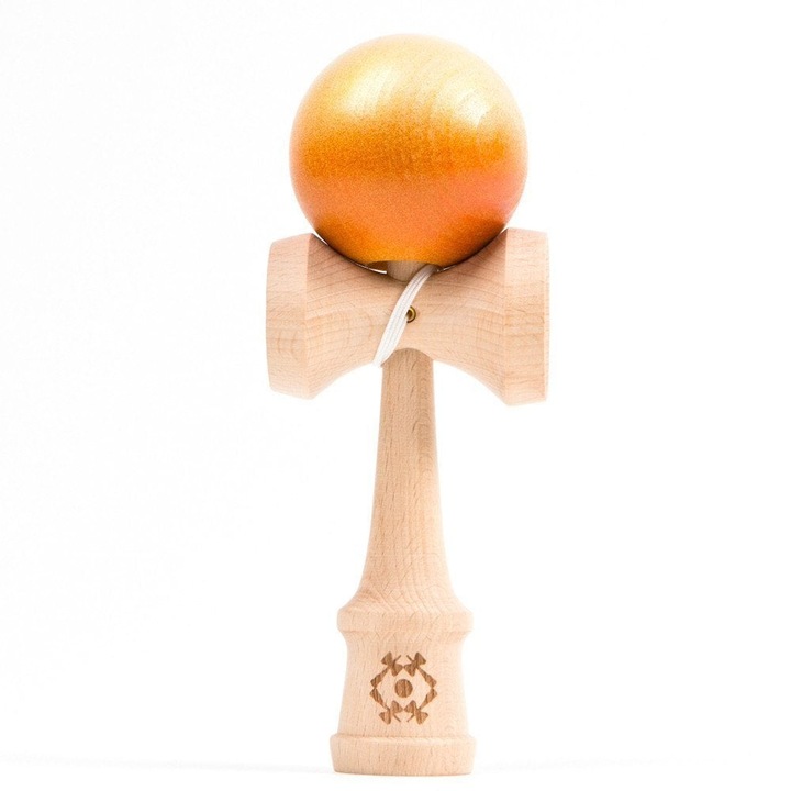 Kendama USA Custom Tribute - Gourmet Fade - Orange Sherbert, материал премиум бамбук, ръчно боядисана + подарък Kururin Crackle Бяло/Синьо