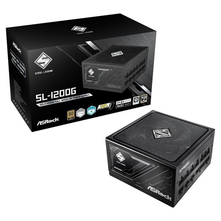 Sursa PC ASRock 1200W, modulara, ATX 3.1, 13,5cm, 80+ Gold