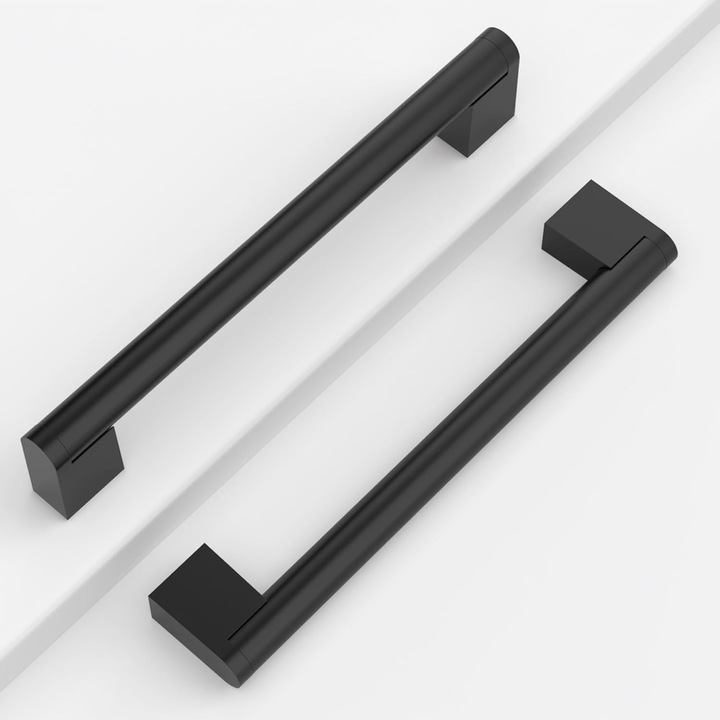 Set 10 Manere pentru Mobilier, Sertare si Dulapuri, Distanta gauri 160mm/Lungime 198mm – Metal Premium, Rezistente la Rugina, Design Modern si Elegant, Instalare Rapida, Negre