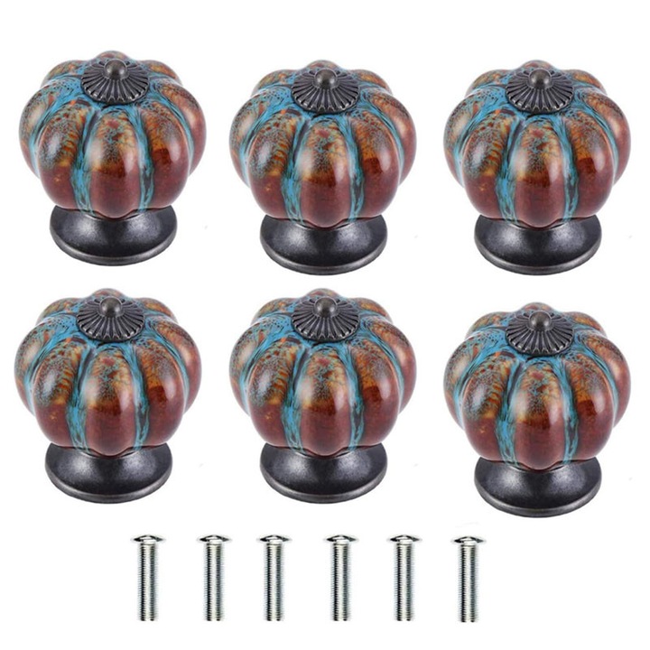 Set 6 Manere dulap, BOMSTOM, Usor de Montat, Pentru bucatarie dormitor dulapuri sertare, Bronz antichizat