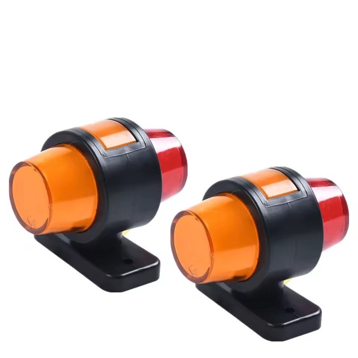 Set de 2 Lampa Laterala Gabarit LED cu efect neon pentru camion, remorca, TIR, van, rulota etc. 12–24V, portocaliu-portocaliu-rosu