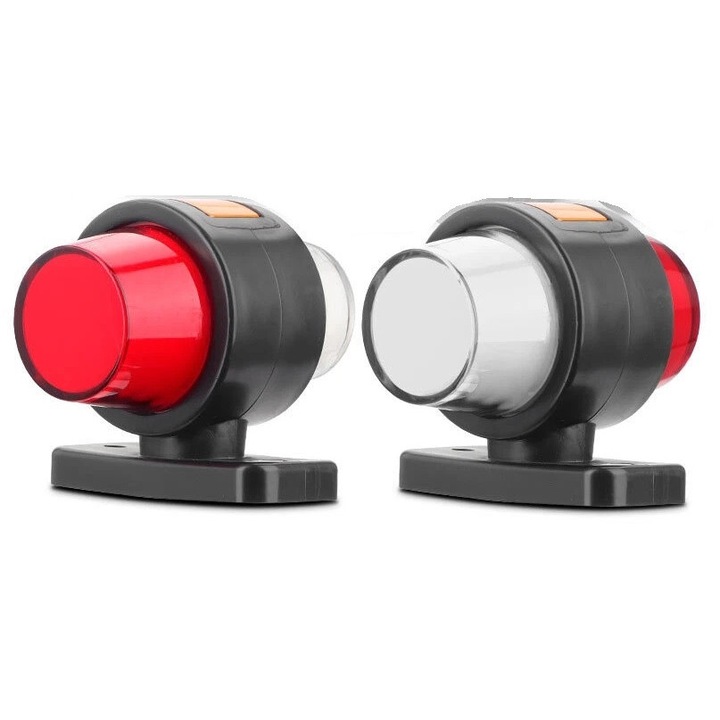 Set de 2 Lampa Laterala Gabarit LED cu efect neon pentru camion, remorca, TIR, van, rulota etc. 12–24V, rosu-alb-portocaliu