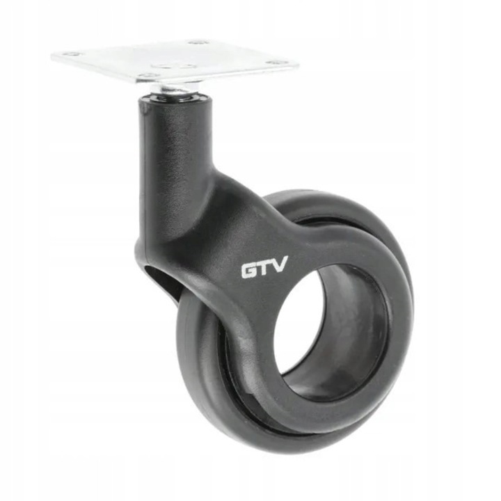 Roata mobilă GTV STRADA O60mm, neagră, fără frână, 360 grade, set de 4 bucăți