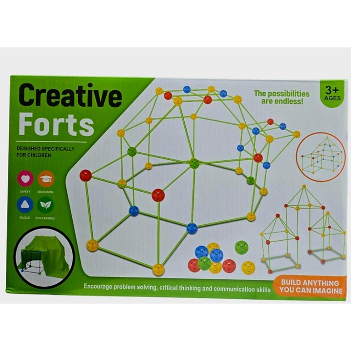 Set asamblare-Casuta mea, 72 bile conectoare si 100 bete