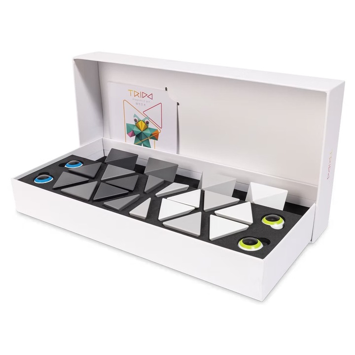 Set constructie forme geometrice magnetice, Greyscale Medium 24 piese, Trido Magnetic Art, plastic non-toxic