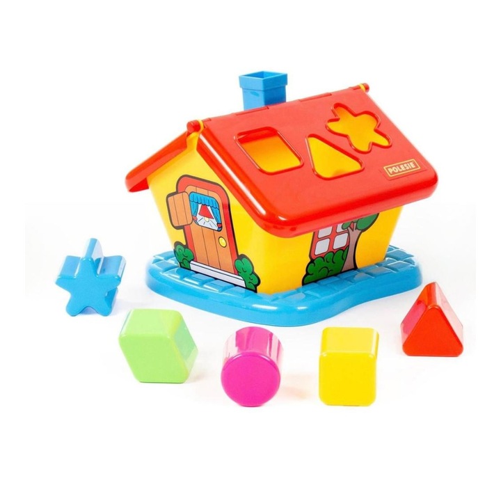 Joc de sortare Casuta educativa cu forme 12luni + Jucarie Educativa pentru Copii, Culori Vii, Forme Geometrice, Dezvoltare Abilitati