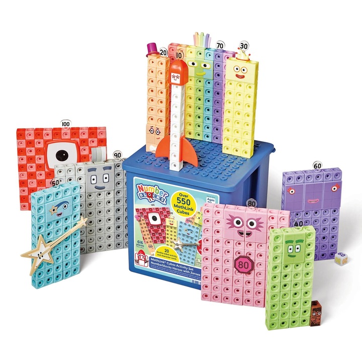 Set educativ hand2mind MathLink Cubes Numberblocks, 552 cuburi, 12 culori, 3 ani+