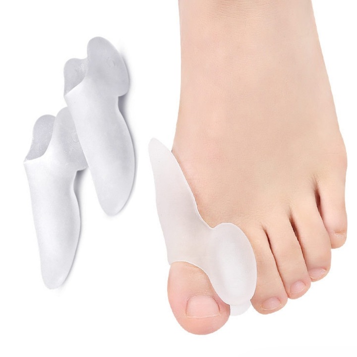 Monturi elválasztó, SNM, szilikon védelem lábujjelválasztóval, puha SEBS gél Hallux Valgus korrektor, megakadályozza a dörzsölést és az ujjak átfedését, univerzális méret, 2 darabos készlet, fehér