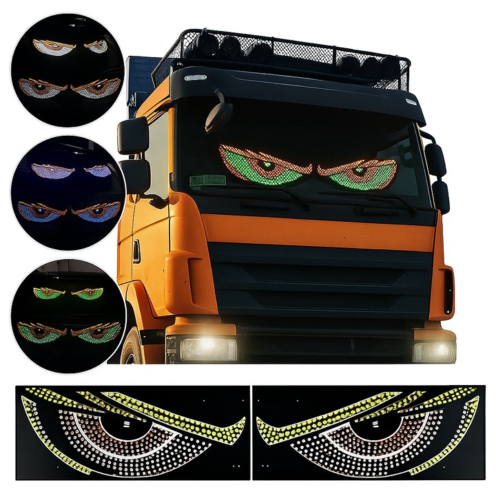 O pereche de lumini LED pentru parbriz, Devil's Eyes, potrivite pentru orice vehicul, decorare personalizata cu lumini, Alb (1 pereche)