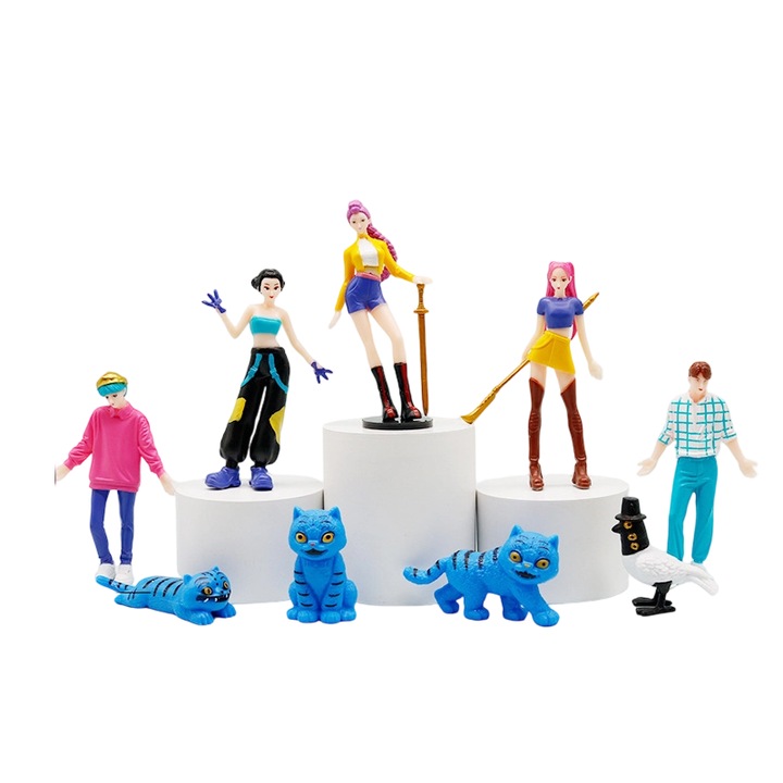 Seria de figurine anime K-pop Witcher Girls, figurine, ornamente de birou, ambalate, set de 9 piese