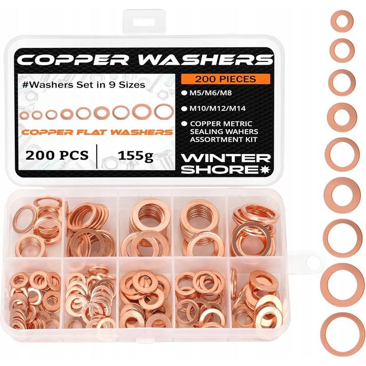 Set 200 Saibe Plate Cupru cu Cutie Depozitare, Rezistente la Coroziune, Design Plat