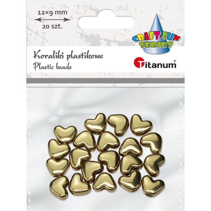 20 darab arany szív alakú műanyag korall készlet, 12x9mm
