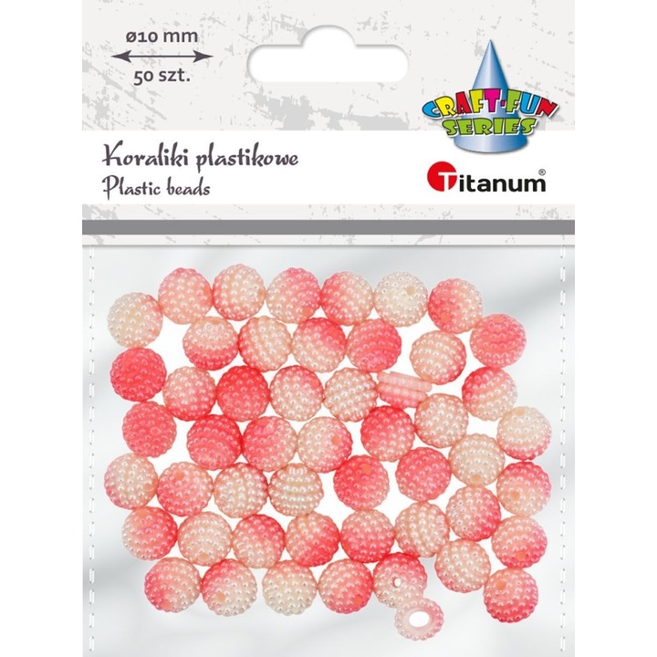 Műanyag gyöngy szett, 10 mm, korall ombre, 50 darab