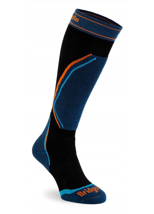 Чорапи за ски Bridgedale Ski Retro Fit Merino P, черни/сиви, лупа и термо комфорт, 48