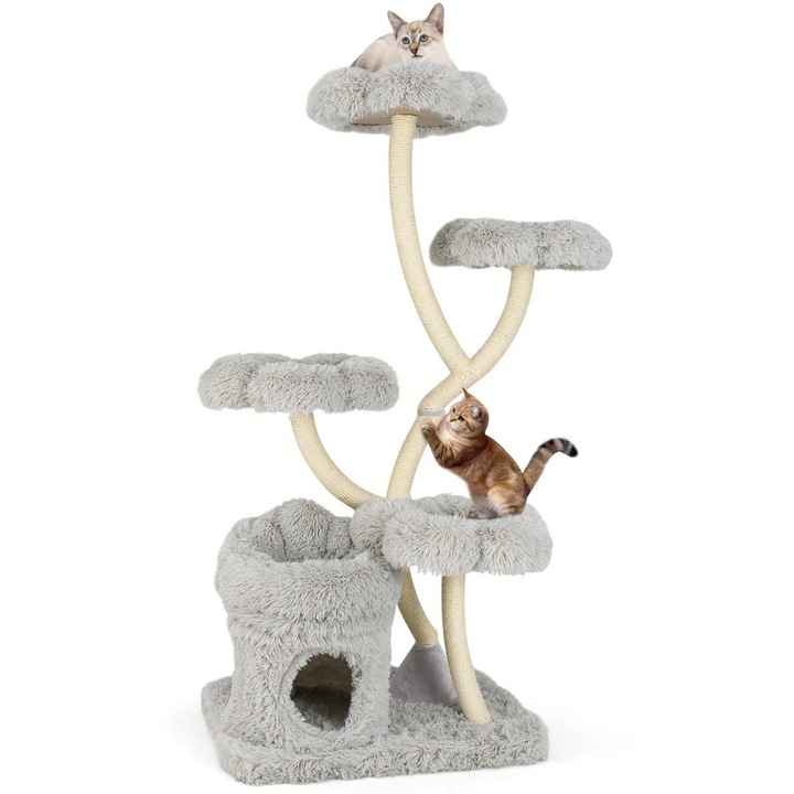 Arbore de pisica Northix, 4 platforme, sisal natural, 165cm, 76x59cm