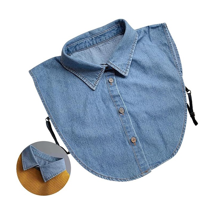 Női gallér, BOMSTOM, Poliészter, Műfarmer gallér, Kék