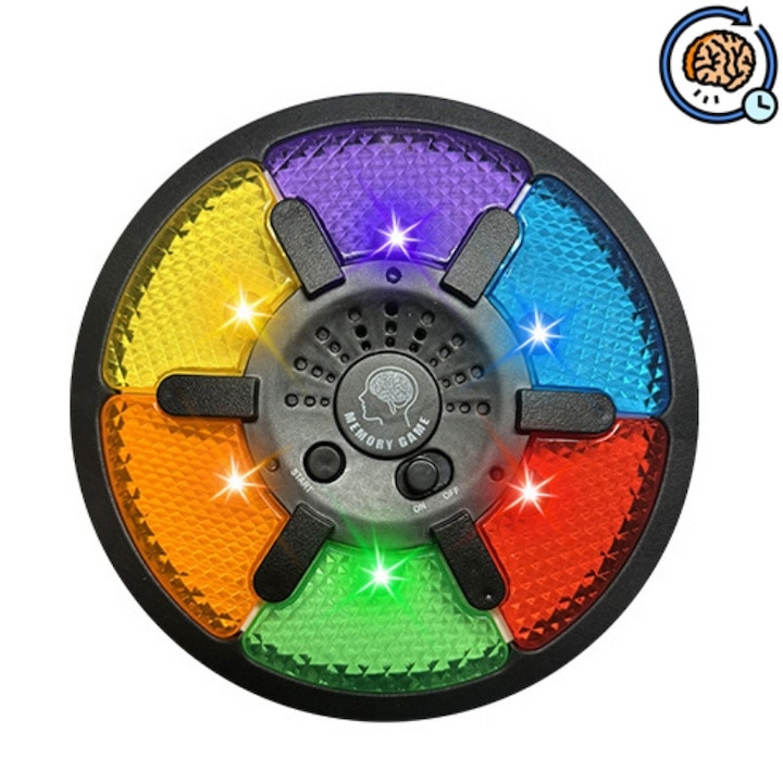 Игра за памет за деца и възрастни, AjieQaQ, визуална и аудио стимулация, висококачествен пластмасов и метален материал, повтаря реда на цветовете, ръководство за употреба на английски език, 15 нива на трудност, STEM, 16.5x16.5x3cm