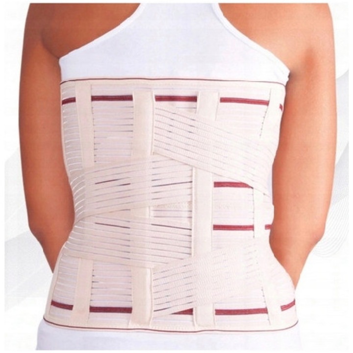 Orteza lombosacrala Case HB 5245, XXXL, suport ajustabil, material respirabil, perna ortopedica inclusa