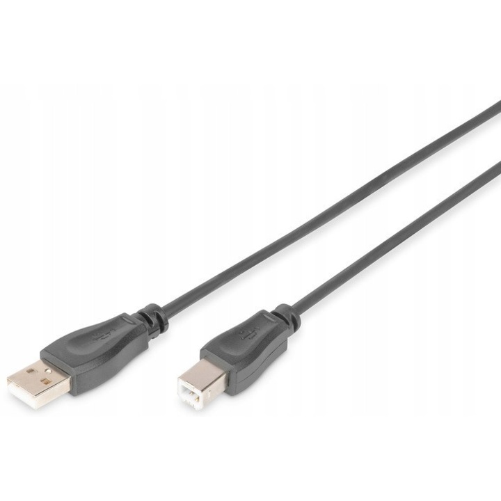 Cablu USB A-B 3m, Digitus, conexiune rapidă, conectori tip A și B