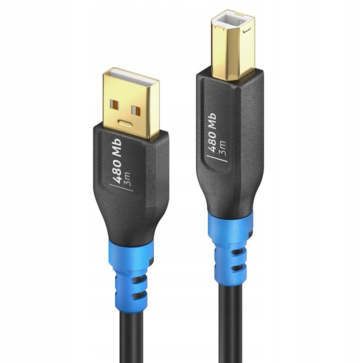 Cablu USB 2.0 Purelink A-B 3m 480Mbps, flexibil, rezistent