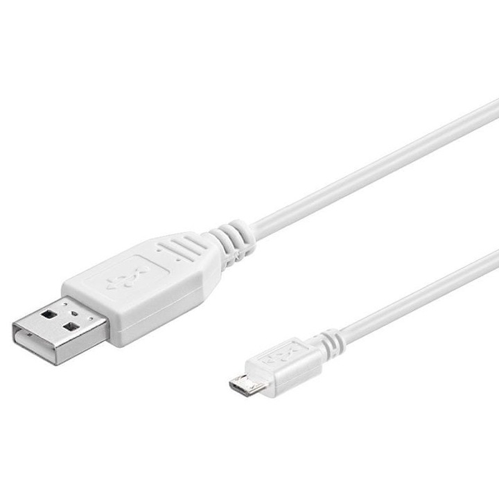 Cablu USB A la Micro USB 2.0, PremiumCord, 3m, alb