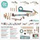 Set de construcție trasee Zig & Go Roll, 28 piese, Djeco, lemn, pentru 7-99 ani