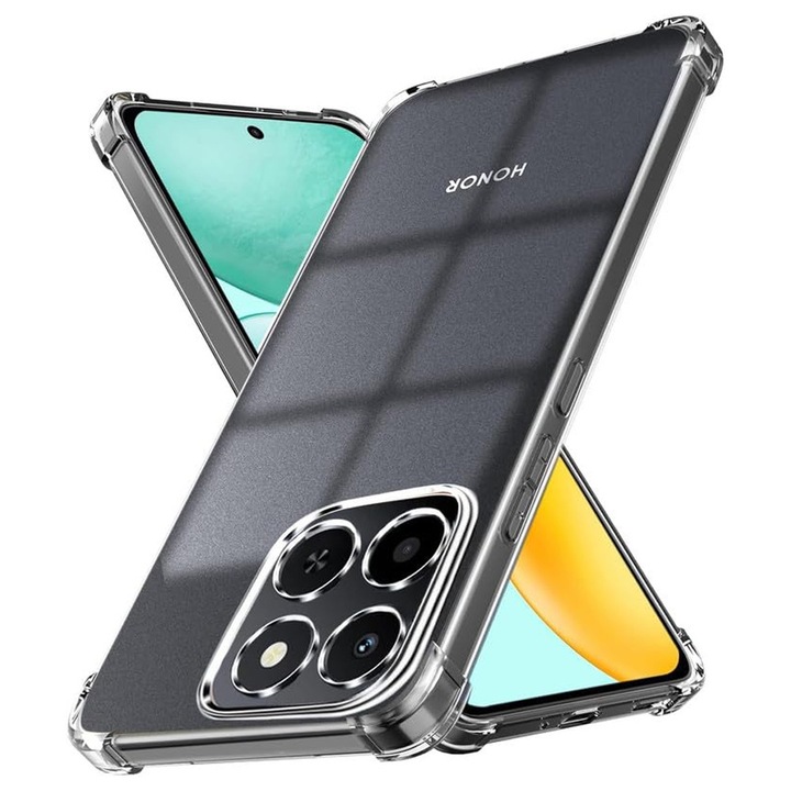 Висококачествен противоударен калъф за Honor 400 Smart / X7d 4G, гъвкав силикон, TPU броня, уникална дълготрайна технология против пожълтяване с двойно инжектиране, ултра богат и първокласен завършек, прозрачен