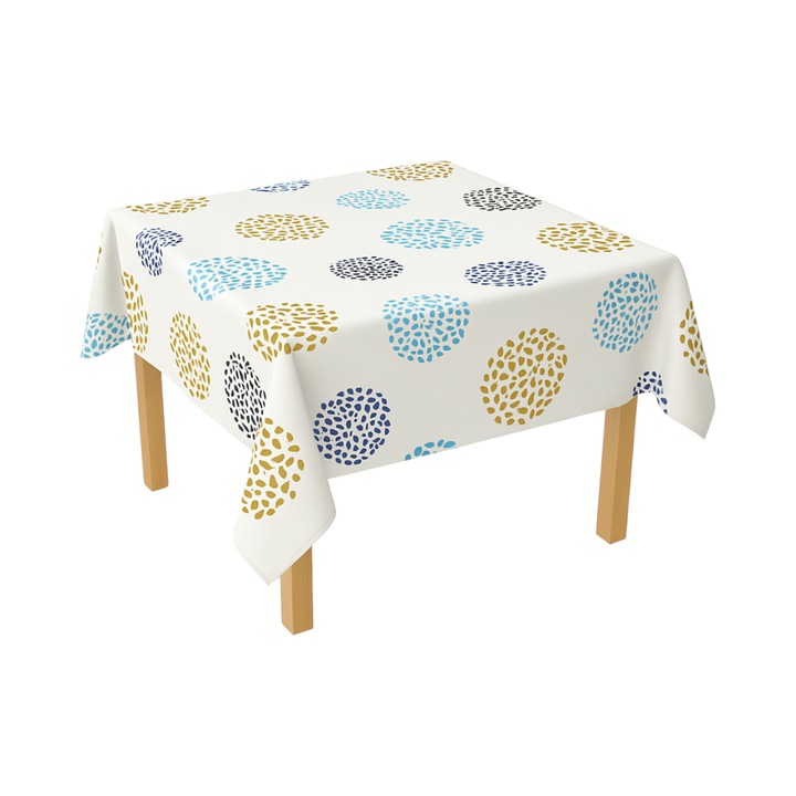 Rola fata de masa decorativa PVC 1.37x20m, grosime 0.18mm, textil 45 g/mp, model cerc multicolor Breckner Germany