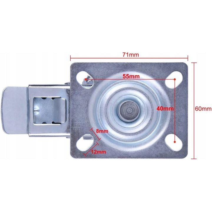 Set 4 roti transportoare cu frana, 75mm, capacitate 200kg, pentru ...